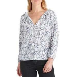 Lucky Brand White and Blue Floral long sleeve